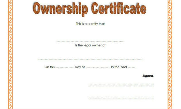 Certificate Of Ownership Template (3 Pertaining To For Ownership Certificate Template