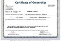 Certificate Of Ownership Template For Free Ownership Certificate Template