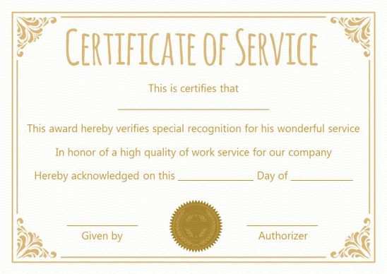 Certificate Of Service: 20+ Free Templates (Word +Pdf Throughout Simple Recognition Of Service Certificate Template