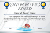Certificate Template For Swimming Award Stock Vector Throughout New Swimming Certificate Templates Free