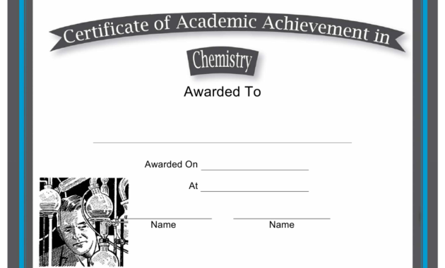 Chemistry Academic Achievement Certificate Template For Fascinating Academic Achievement Certificate Templates