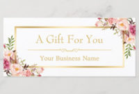Chic Floral Gold Beauty Salon Gift Certificate | Zazzle Regarding Salon Gift Certificate