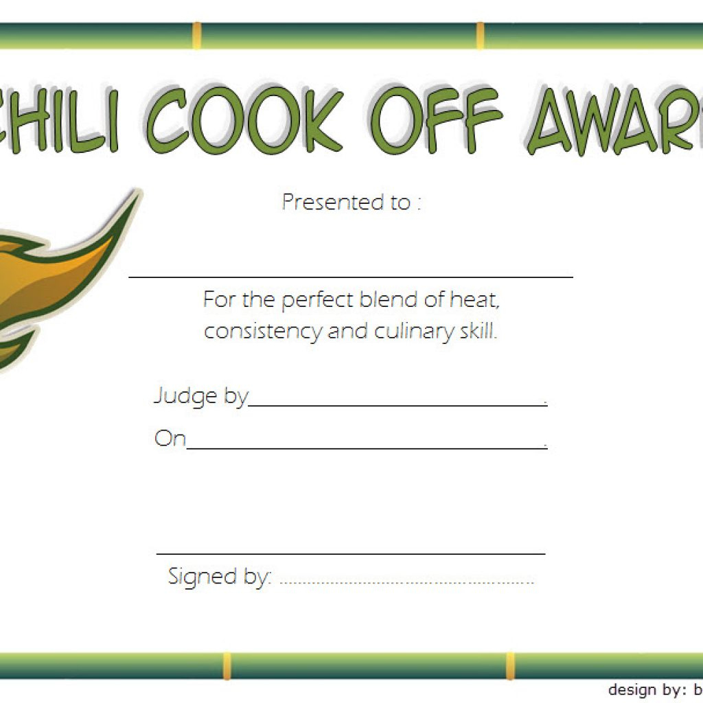Chili Cook Off Certificate Template 3 | Paddle Certificate Within New Chili Cook Off Award Certificate Template Free