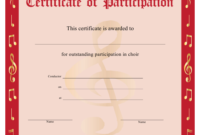 Choir Certificate Of Participation Template Download Within Choir Certificate Template