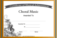 Choral Music Achievements Are Celebrated With Intricate In Awesome Choir Certificate Template