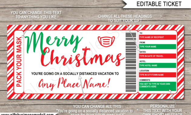 Christmas Getaway Gift Vouchers Template With Mask Pertaining To Fascinating Travel Gift Certificate Editable
