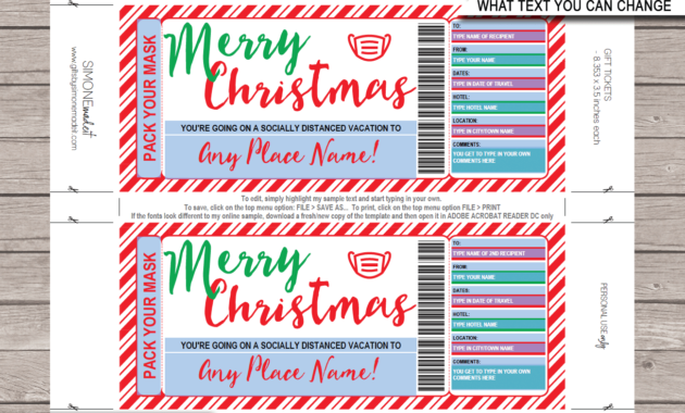 Christmas Getaway Gift Vouchers Template With Mask With Regard To Travel Gift Certificate Editable