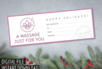 Christmas Massage Gift Certificate, Printable Gift In Massage Gift Certificate Template Free Download
