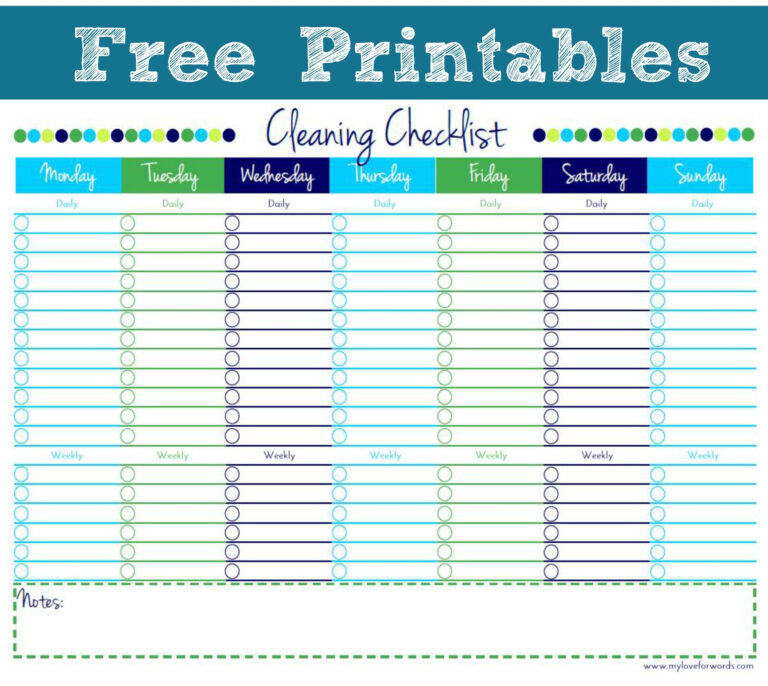 Cleaning Checklist {Free Printable} In Blank Cleaning Pertaining To Blank Cleaning Schedule Template