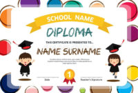 Colorful Diploma Certificate Template For Kids Stock Intended For Netball Certificate Templates Free 17 Concepts