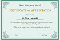 Company Employee Appreciation Certificate Design Template Intended For Certificate Of Appreciation Template Doc