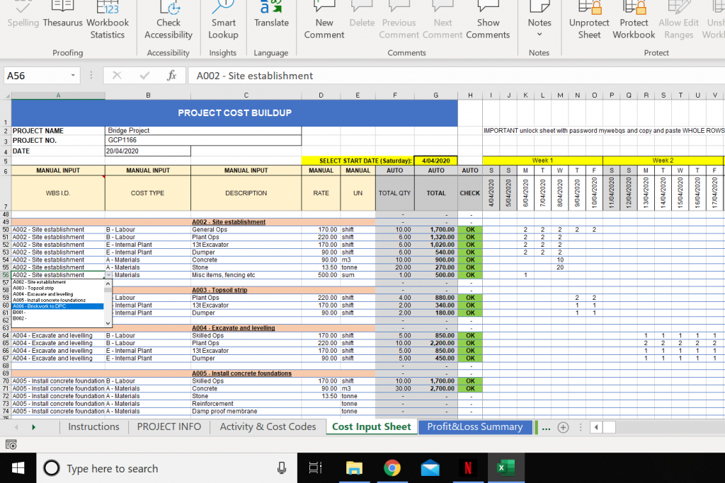 Construction Budget Excel Template / Cost Control Template In Building Cost Spreadsheet Template