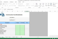 Construction Cost Breakdown Excel Template Engineering Intended For New Construction Cost Breakdown Template
