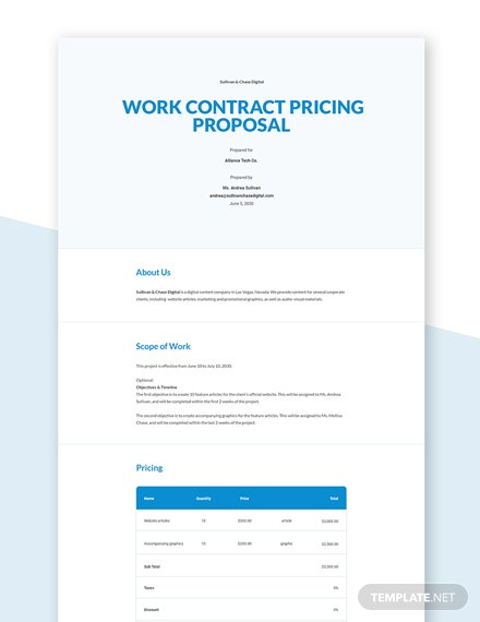Contract Pricing Proposal Template Word | Google Docs Within Independent Government Cost Estimate Template