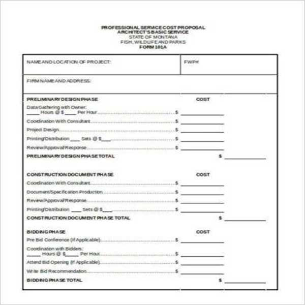Cost Proposal Template Free Sample, Example, Format Download Regarding Cost Proposal Template