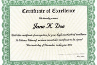 Custom Excellence Certificate Award | Goes 3461 Green Border With Free Certificate Of Excellence Template