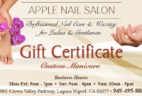 Custom Manicure Gift Certificate Apple Nail Salon With Regard To Fantastic Free Printable Manicure Gift Certificate Template
