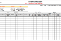 Daily Production Report Format For Excel / Manufacturing With Regard To Cost Report Template