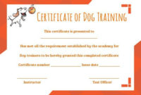 Dog Training Certificate Template | Training Certificate With Regard To Awesome Dog Obedience Certificate Templates