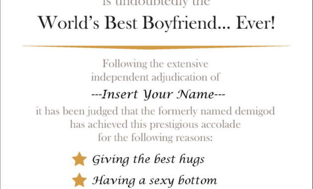 Editable Best Boyfriend Certificate Instant Download | Etsy With Regard To Best Boyfriend Certificate Template