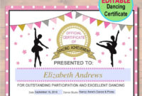 Editable Dancer Certificate Instant Download Dancing Award For Ballet Certificate Templates