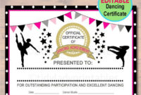 Editable Dancer Certificate Instant Download, Dancing With Dance Award Certificate Template