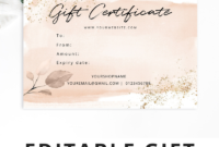 Editable Gift Certificate Template Blush Pink. Corjl With Pink Gift Certificate Template