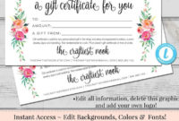 Editable Gift Certificate Template Diy Gift Certificate | Etsy Pertaining To Fantastic Free Editable Wedding Gift Certificate Template