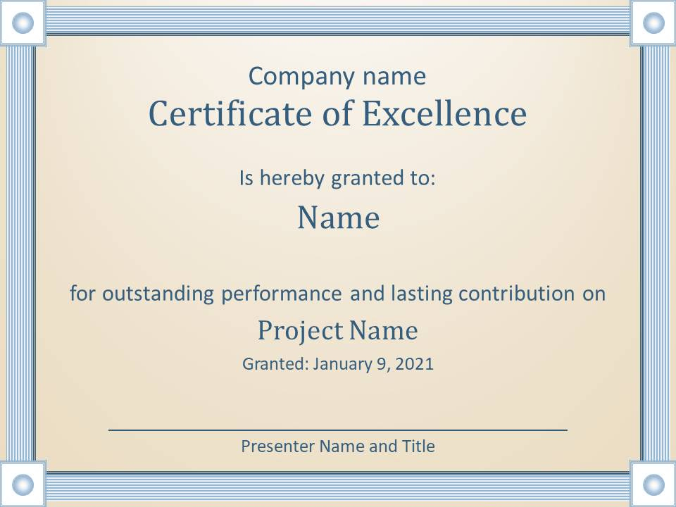 Employee Of The Year Certificate Powerpoint Template Within Outstanding Effort Certificate Template