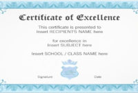 Excellence Certificate Template 24+ Word, Pdf, Psd Inside Free Free Certificate Of Excellence Template