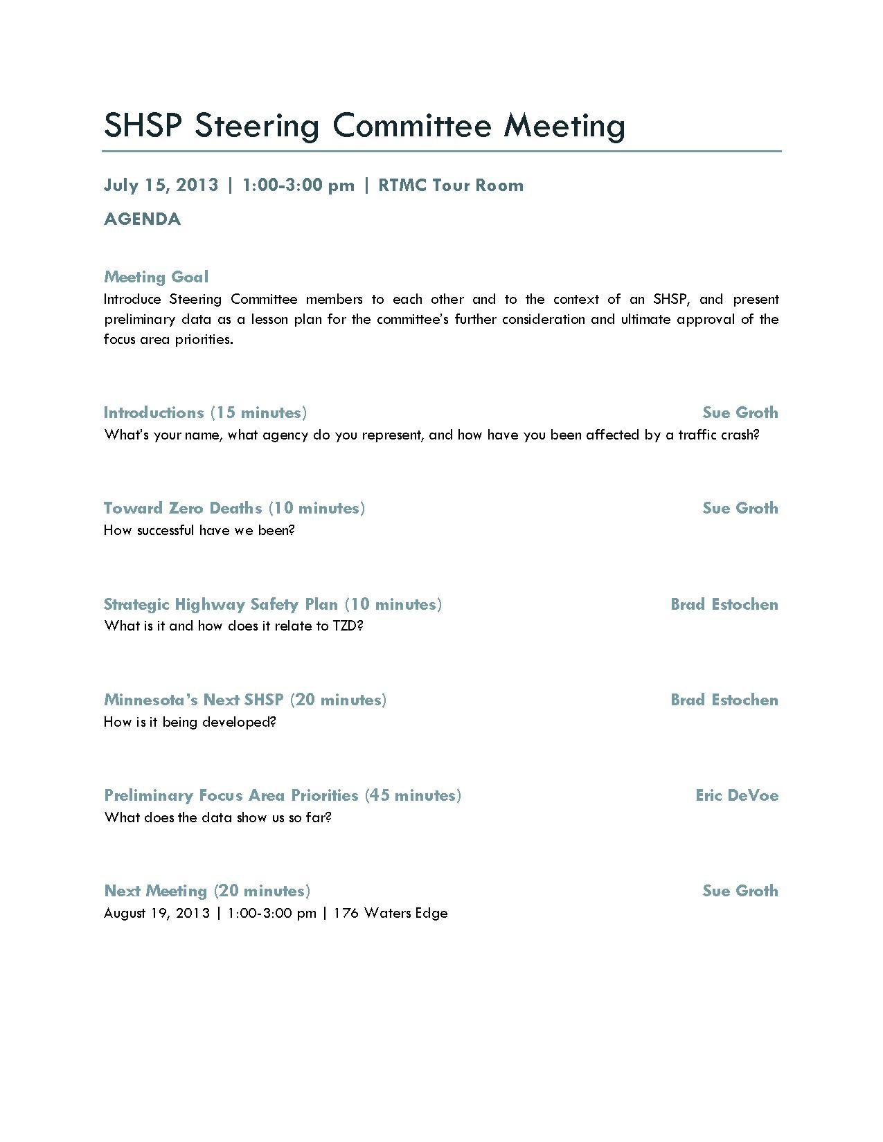 File:shsp Steering Committee Agenda 071513E.pdf Inside It Steering Committee Agenda Template