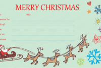 Flying Reindeer Christmas Gift Certificate Template Throughout Christmas Gift Certificate Template Free Download
