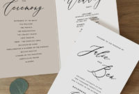 Folded Wedding Program Template Folded Wedding Programs | Etsy Inside Free Wedding Agenda Template