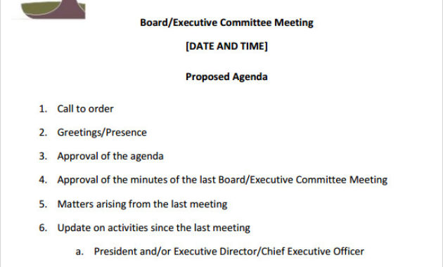 Free 11+ Sample Board Meeting Agenda Templates In Pdf | Ms In Free Committee Meeting Agenda Template