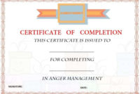 Free Anger Management Certificate Of Completion Template For Anger Management Certificate Template