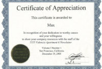 Free Appreciation Certificate Printable With Free Template For Certificate Of Recognition