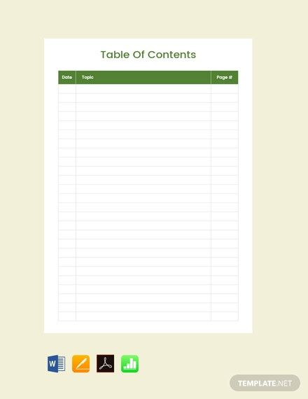 Free Blank Table Of Contents Template In 2020 | Table Of For Blank Table Of Contents Template