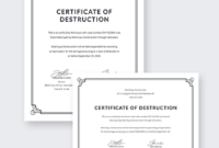 Free Certificate Of Destruction Template (6) Templates With Certificate Of Destruction Template