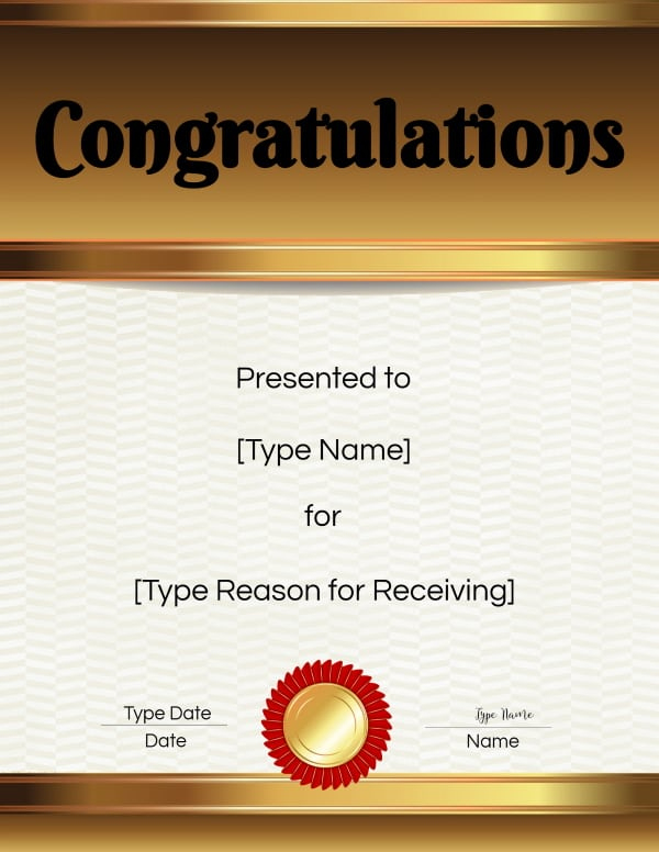 Free Congratulations Certificate Template | Customize Online In New Congratulations Certificate Templates