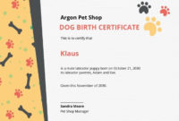 Free Dog Birth Certificate Template Templatesdraft 2021 In Awesome Puppy Birth Certificate Template