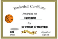 Free Editable &amp;amp; Printable Basketball Certificate Templates With Regard To Fascinating Basketball Achievement Certificate Editable Templates
