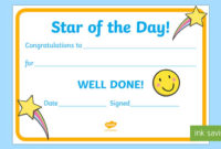 Free! 👉 Star Of The Day Award Certificate For Star Student Certificate Template