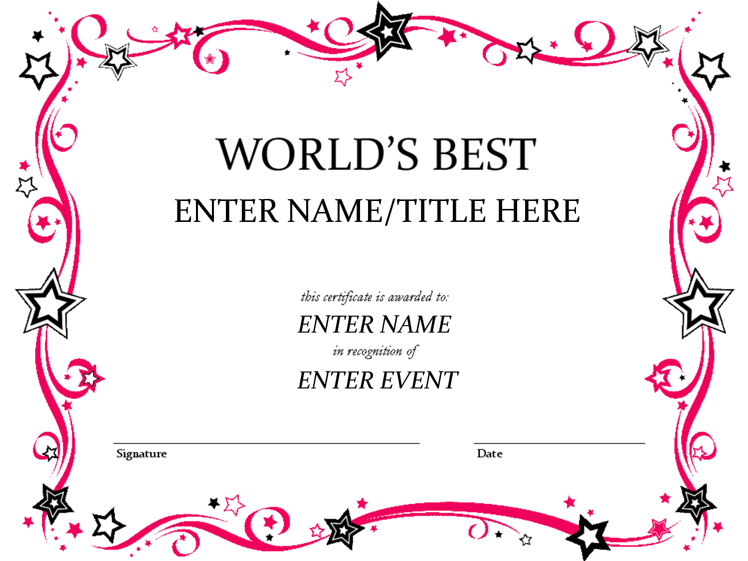 Free Funny Award Certificate Templates For Word Cumed In Downloadable Certificate Templates For Microsoft Word