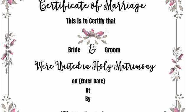 Free Marriage Certificate Template | Customize Online Then Regarding Certificate Of Marriage Template