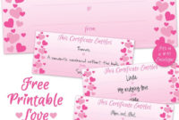 Free Printable Sweet Hearts Love Certificate For Valentine Pertaining To Fascinating Valentine Gift Certificate Template