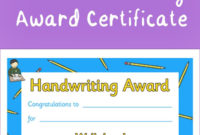 Free To Download! Motivate And Inspire Your Children To With Regard To Handwriting Award Certificate Printable
