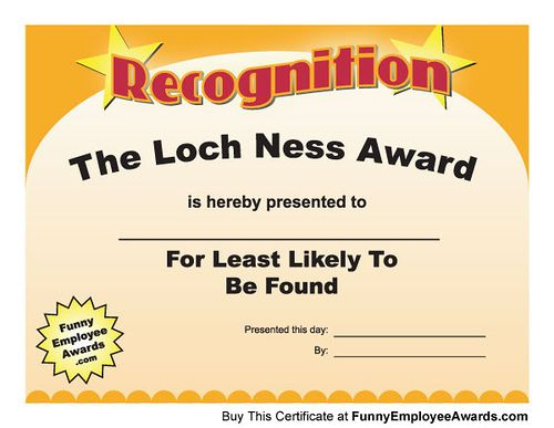 Funny Office Awards Recognition Award Certificate Pertaining To Funny Certificates For Employees Templates