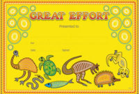 Ge339 Merit Certificate Great Effort Kookaburra Regarding Fascinating Outstanding Effort Certificate Template