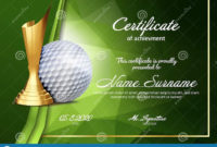 Golf Certificate Diploma With Golden Cup Vector. Sport Regarding Golf Gift Certificate Template