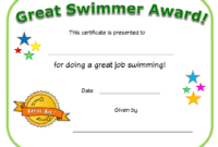 Great Swimmer Award Certificate Template Download Within New Swimming Certificate Templates Free